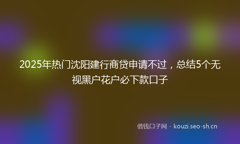 2025年热门沈阳建行商贷申请不过，总结5个无视黑户花户必下款口子