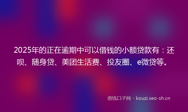 2025年的正在逾期中可以借钱的小额贷款有：还呗、随身贷、美团生活费、投友圈、e微贷等。