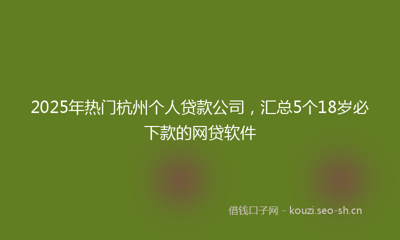 2025年热门杭州个人贷款公司，汇总5个18岁必下款的网贷软件