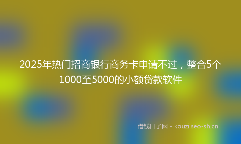 2025年热门招商银行商务卡申请不过，整合5个1000至5000的小额贷款软件