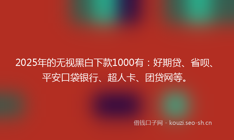 2025年的无视黑白下款1000有：好期贷、省呗、平安口袋银行、超人卡、团贷网等。