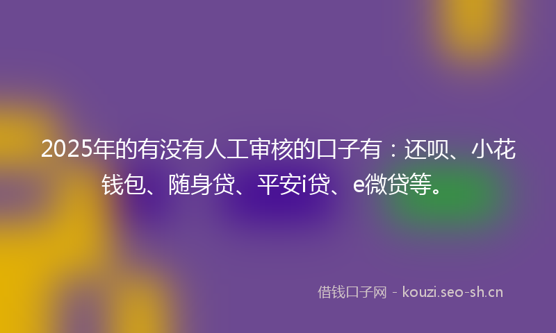2025年的有没有人工审核的口子有：还呗、小花钱包、随身贷、平安i贷、e微贷等。