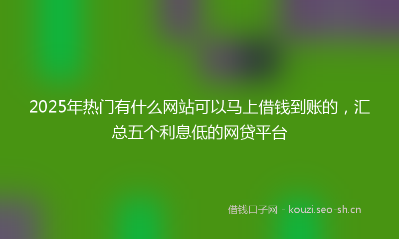 2025年热门有什么网站可以马上借钱到账的,汇总五个利息低的网贷平台