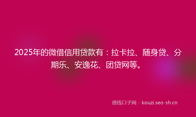 2025年的微借信用贷款有:拉卡拉、随身贷、分期乐、安逸花、团贷网等。