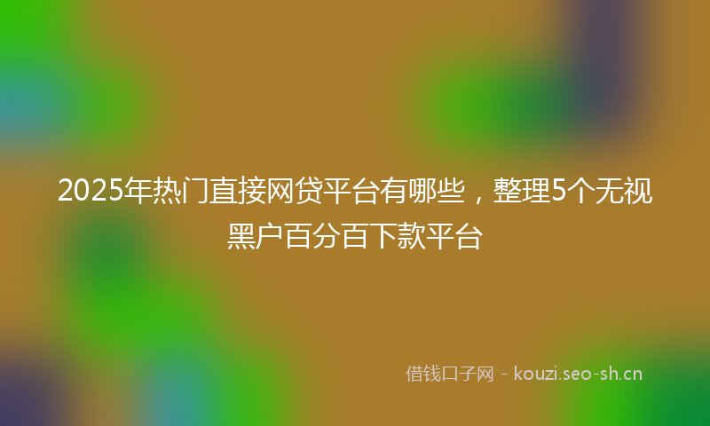 2025年热门直接网贷平台有哪些，整理5个无视黑户百分百下款平台