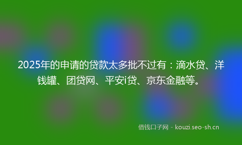 2025年的申请的贷款太多批不过有：滴水贷、洋钱罐、团贷网、平安i贷、京东金融等。