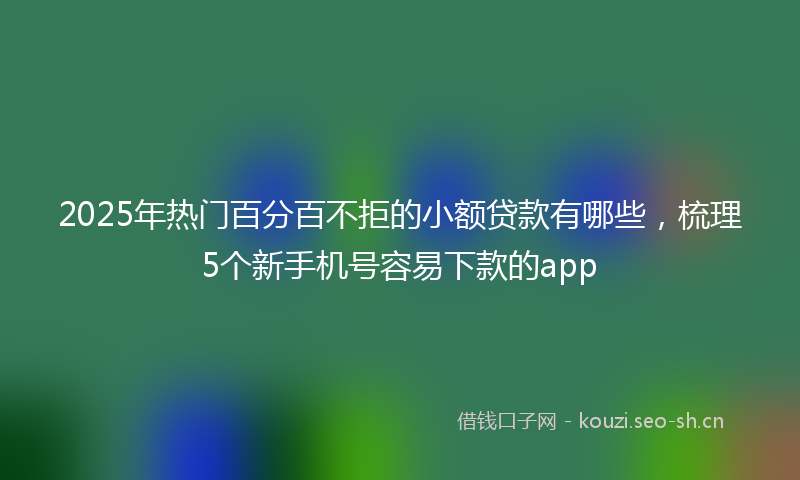 2025年热门百分百不拒的小额贷款有哪些，梳理5个新手机号容易下款的app