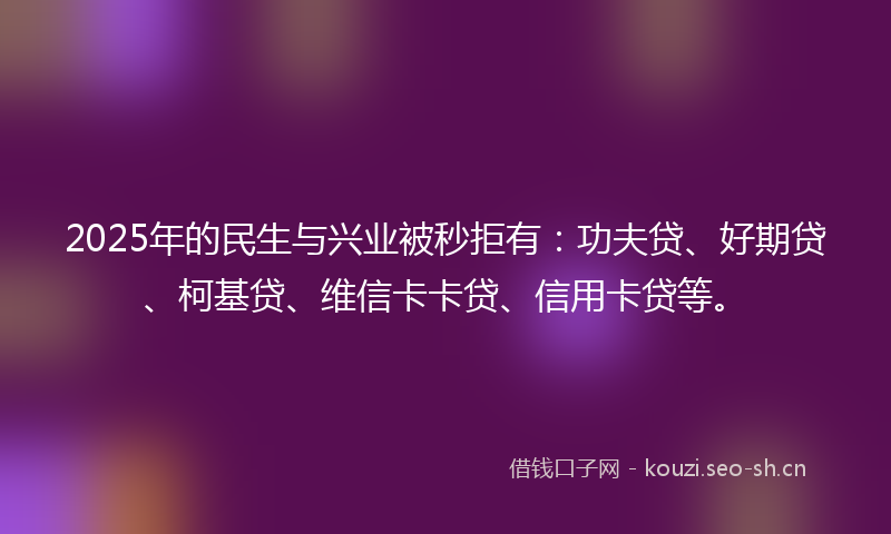 2025年的民生与兴业被秒拒有：功夫贷、好期贷、柯基贷、维信卡卡贷、信用卡贷等。