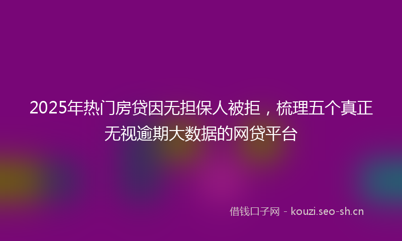 2025年热门房贷因无担保人被拒，梳理五个真正无视逾期大数据的网贷平台