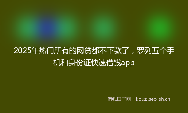 2025年热门所有的网贷都不下款了，罗列五个手机和身份证快速借钱app