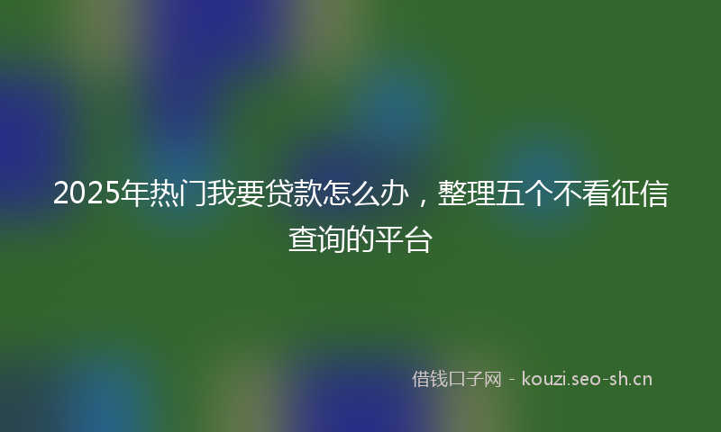 2025年热门我要贷款怎么办，整理五个不看征信查询的平台