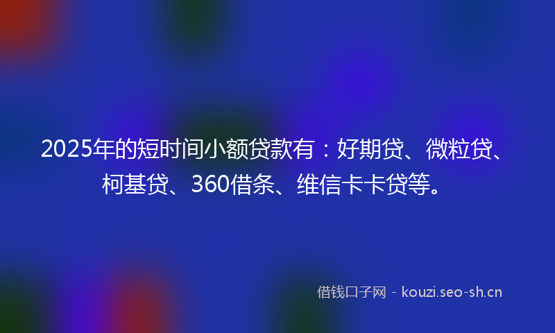 2025年的短时间小额贷款有：好期贷、微粒贷、柯基贷、360借条、维信卡卡贷等。