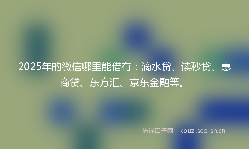 2025年的微信哪里能借有：滴水贷、读秒贷、惠商贷、东方汇、京东金融等。