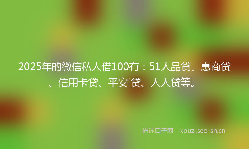 2025年的微信私人借100有:51人品贷、惠商贷、信用卡贷、平安i贷、人人贷等。