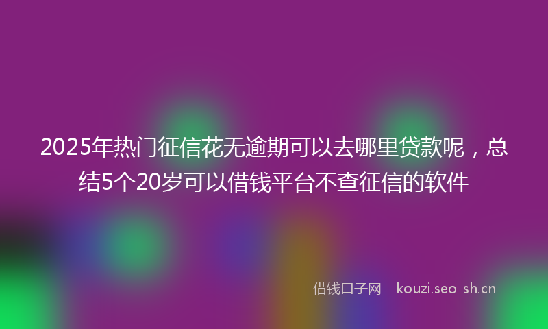 2025年热门征信花无逾期可以去哪里贷款呢,总结5个20岁可以借钱平台不查征信的软件