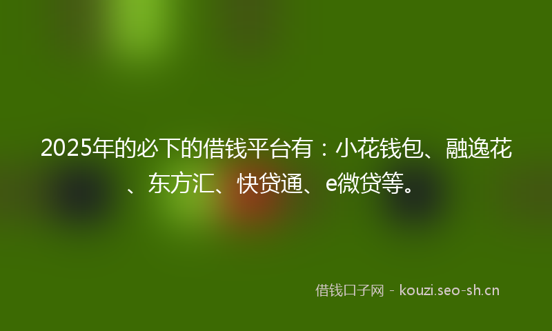 2025年的必下的借钱平台有：小花钱包、融逸花、东方汇、快贷通、e微贷等。