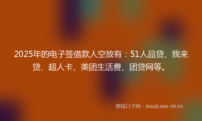 2025年的电子签借款人空放有：51人品贷、我来贷、超人卡、美团生活费、团贷网等。