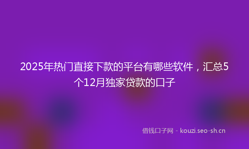 2025年热门直接下款的平台有哪些软件，汇总5个12月独家贷款的口子