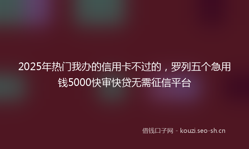 2025年热门我办的信用卡不过的，罗列五个急用钱5000快审快贷无需征信平台