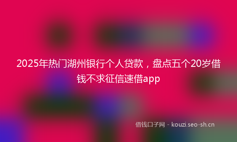 2025年热门湖州银行个人贷款，盘点五个20岁借钱不求征信速借app