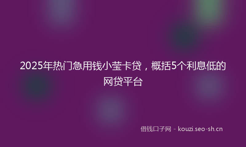 2025年热门急用钱小莹卡贷，概括5个利息低的网贷平台