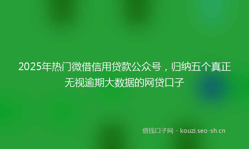 2025年热门微借信用贷款公众号，归纳五个真正无视逾期大数据的网贷口子