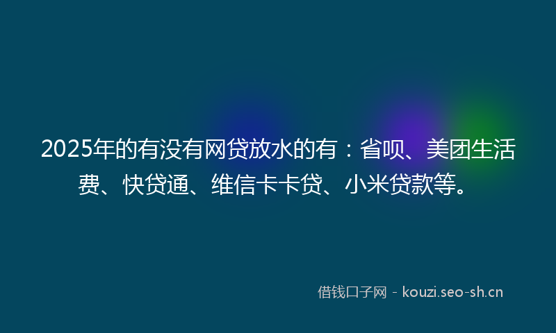 2025年的有没有网贷放水的有：省呗、美团生活费、快贷通、维信卡卡贷、小米贷款等。