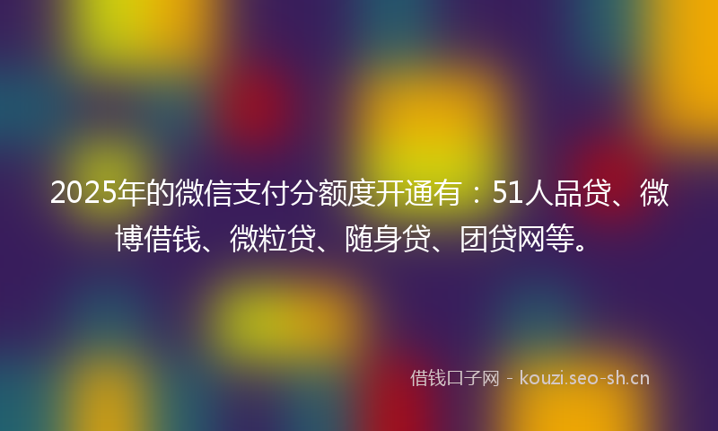 2025年的微信支付分额度开通有：51人品贷、微博借钱、微粒贷、随身贷、团贷网等。