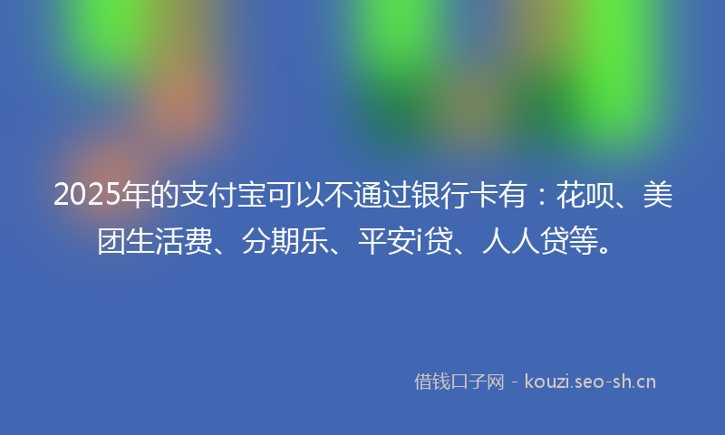 2025年的支付宝可以不通过银行卡有：花呗、美团生活费、分期乐、平安i贷、人人贷等。