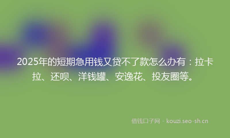 2025年的短期急用钱又贷不了款怎么办有：拉卡拉、还呗、洋钱罐、安逸花、投友圈等。