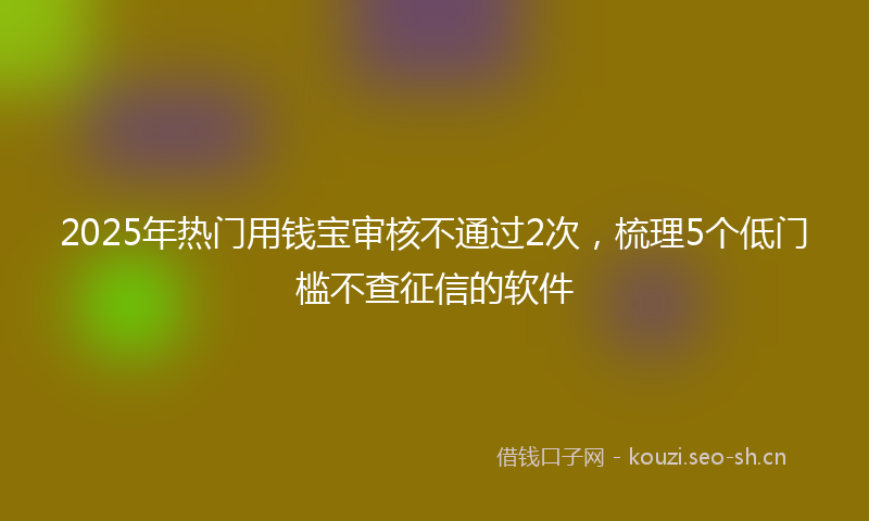 2025年热门用钱宝审核不通过2次，梳理5个低门槛不查征信的软件