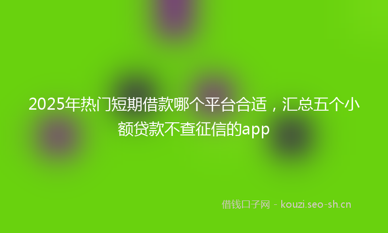 2025年热门短期借款哪个平台合适，汇总五个小额贷款不查征信的app