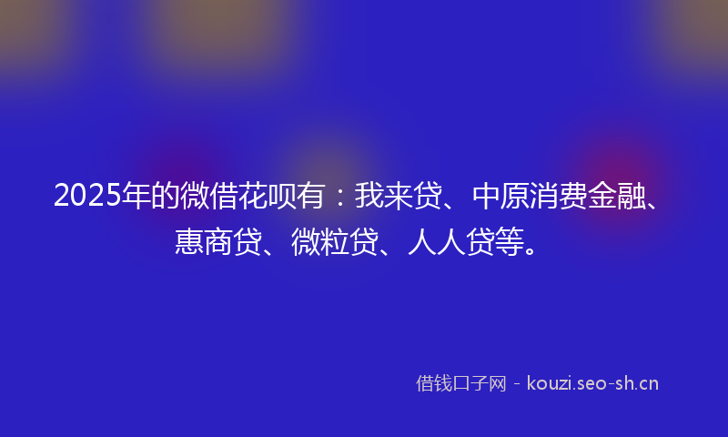2025年的微借花呗有：我来贷、中原消费金融、惠商贷、微粒贷、人人贷等。