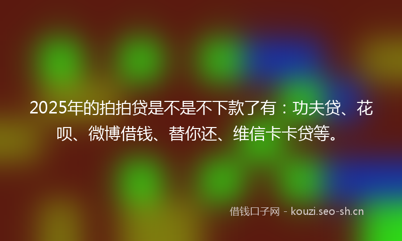 2025年的拍拍贷是不是不下款了有:功夫贷、花呗、微博借钱、替你还、维信卡卡贷等。