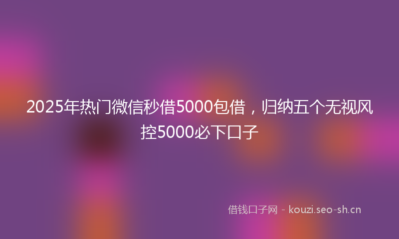 2025年热门微信秒借5000包借，归纳五个无视风控5000必下口子