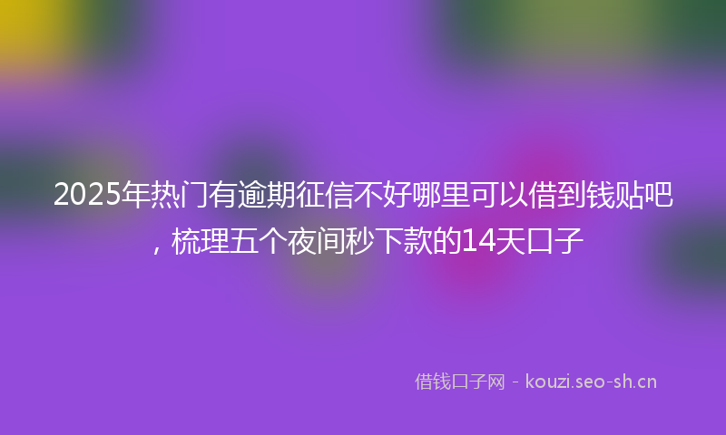 2025年热门有逾期征信不好哪里可以借到钱贴吧，梳理五个夜间秒下款的14天口子