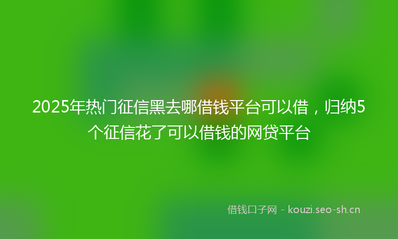 2025年热门征信黑去哪借钱平台可以借，归纳5个征信花了可以借钱的网贷平台
