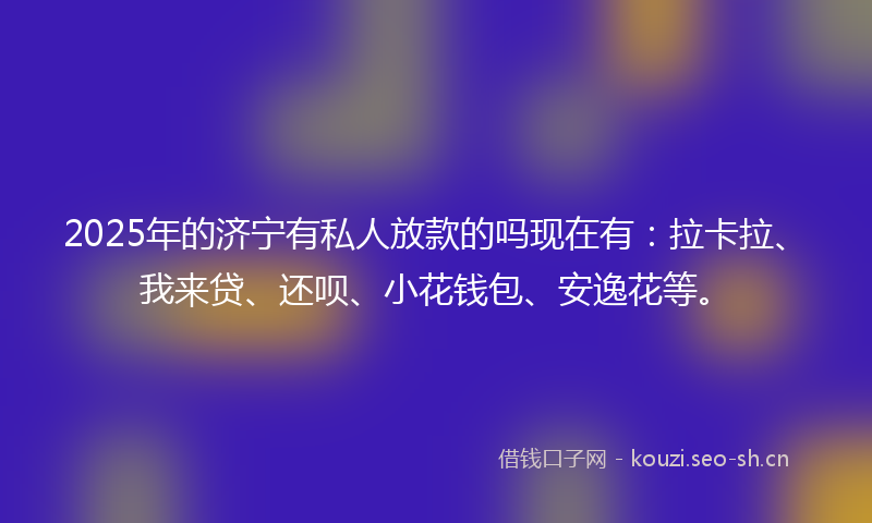 2025年的济宁有私人放款的吗现在有：拉卡拉、我来贷、还呗、小花钱包、安逸花等。