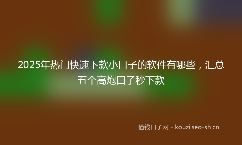 2025年热门快速下款小口子的软件有哪些，汇总五个高炮口子秒下款