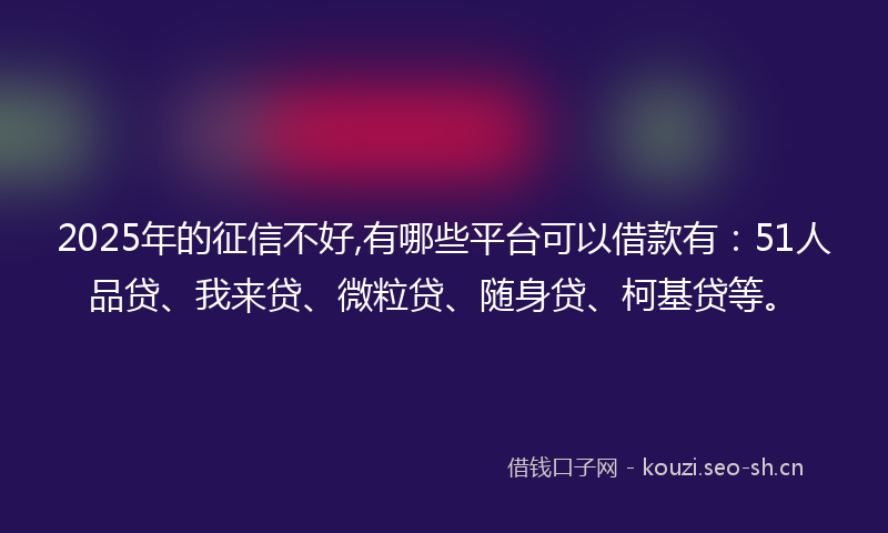 2025年的征信不好,有哪些平台可以借款有：51人品贷、我来贷、微粒贷、随身贷、柯基贷等。