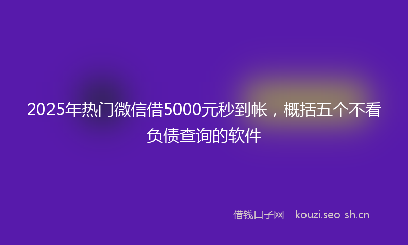 2025年热门微信借5000元秒到帐，概括五个不看负债查询的软件
