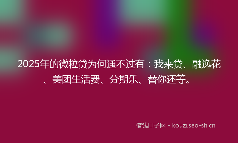 2025年的微粒贷为何通不过有：我来贷、融逸花、美团生活费、分期乐、替你还等。