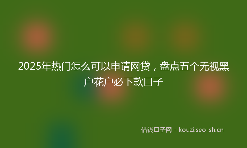 2025年热门怎么可以申请网贷，盘点五个无视黑户花户必下款口子