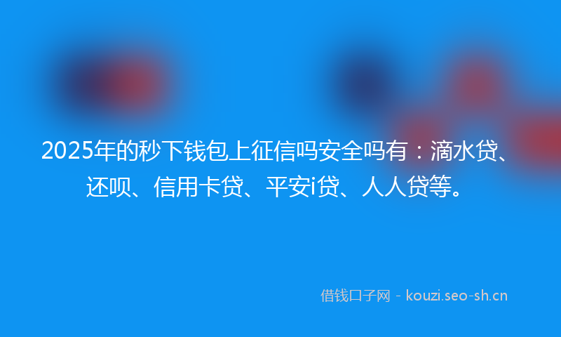 2025年的秒下钱包上征信吗安全吗有：滴水贷、还呗、信用卡贷、平安i贷、人人贷等。