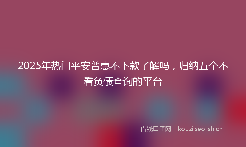 2025年热门平安普惠不下款了解吗，归纳五个不看负债查询的平台