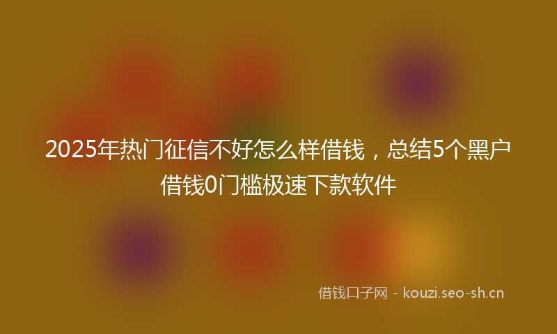 2025年热门征信不好怎么样借钱，总结5个黑户借钱0门槛极速下款软件