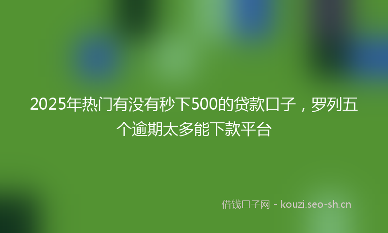 2025年热门有没有秒下500的贷款口子，罗列五个逾期太多能下款平台