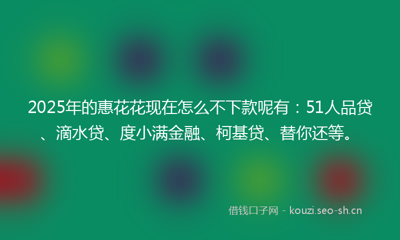 2025年的惠花花现在怎么不下款呢有：51人品贷、滴水贷、度小满金融、柯基贷、替你还等。