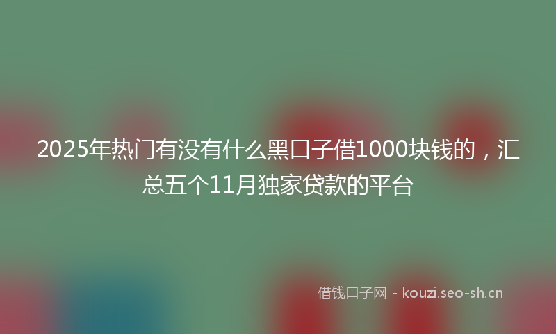 2025年热门有没有什么黑口子借1000块钱的,汇总五个11月独家贷款的平台