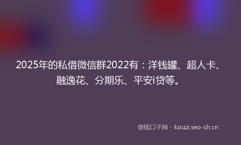 2025年的私借微信群2022有：洋钱罐、超人卡、融逸花、分期乐、平安i贷等。